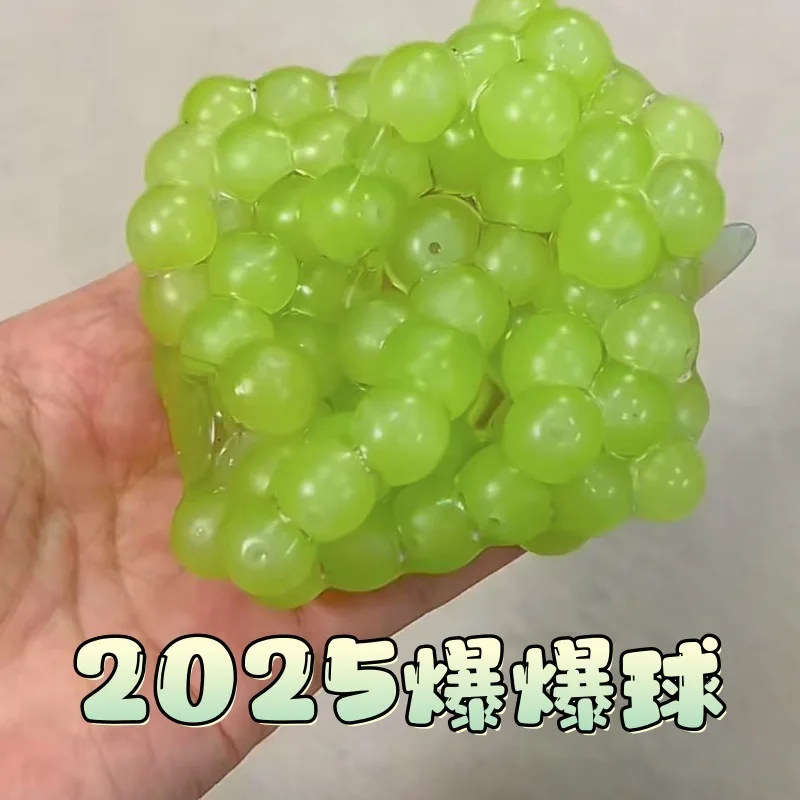Simulation de fruits, raisin vert, jouets à presser, créatifs, amusants, malléables, pour enfants et adultes, anti-Stress, boule de fruits, boule bruyante, Fidget heureux