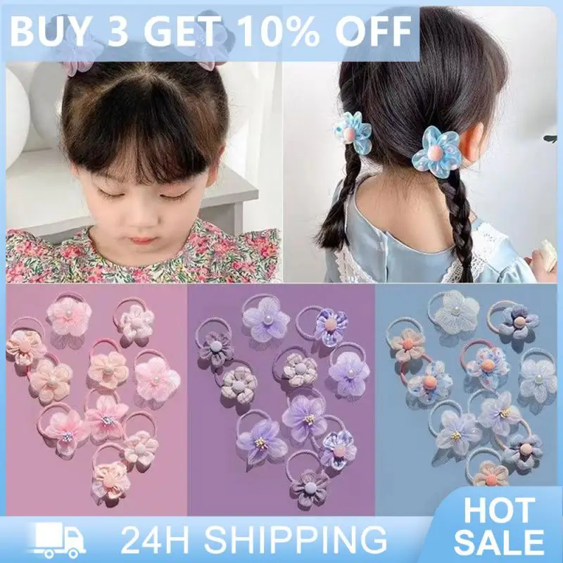 1 Set Girls Hair Band Flower Colorful Cute Cartoon Hair Rope Party Children Hair Ties Headdress Headwear Hair Accessories