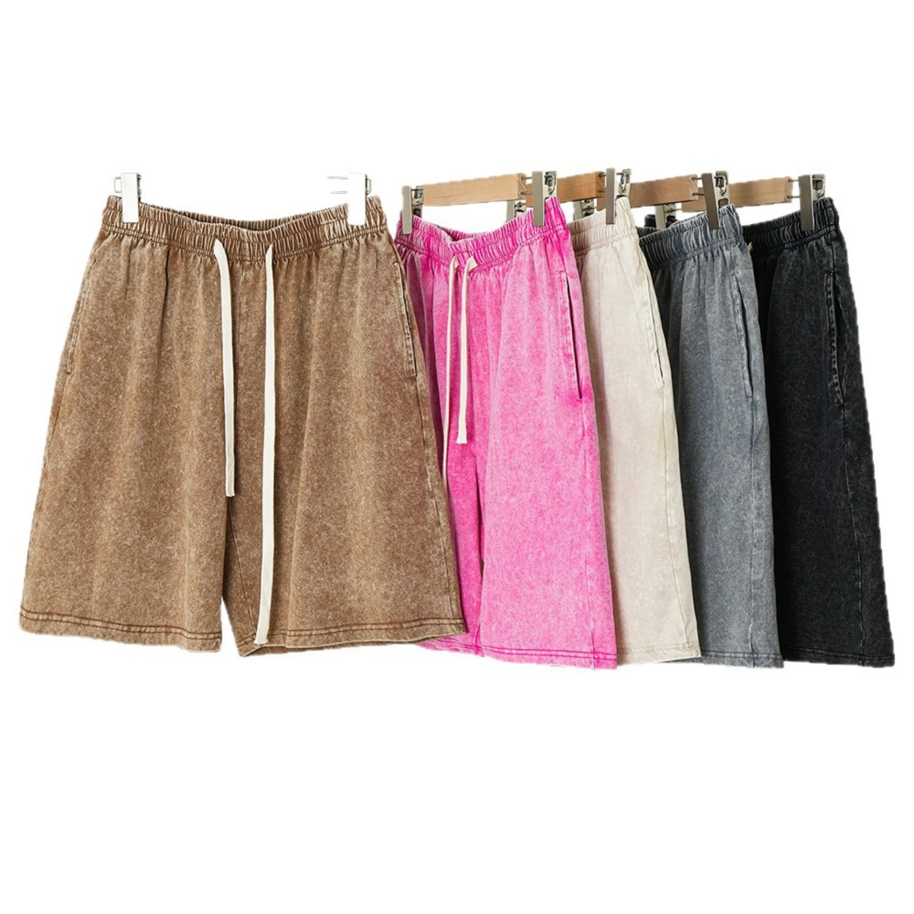260g-Heavyweight-Men's-American-Vintage-Wax-Print-Shorts-100%-Cotton-Casual-Shorts-2026-Man-Shorts-Summer-Cotton-with-Pockets