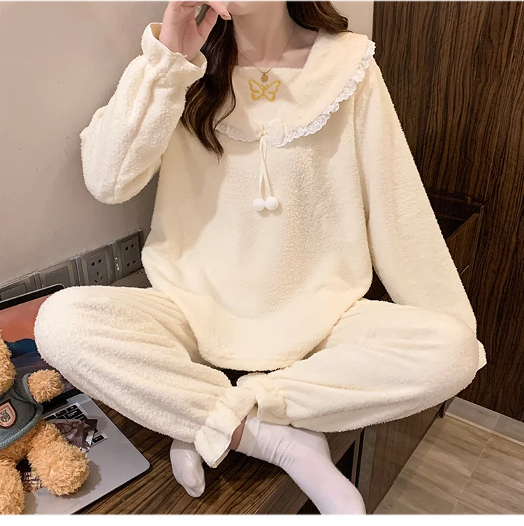 

Женский зимний вязаный комплект для сна: пижама с узором косы, фактурная домашняя одежда, вырез-лодочка, длинный рукав, укороченные брюки, офисный стиль (OL)