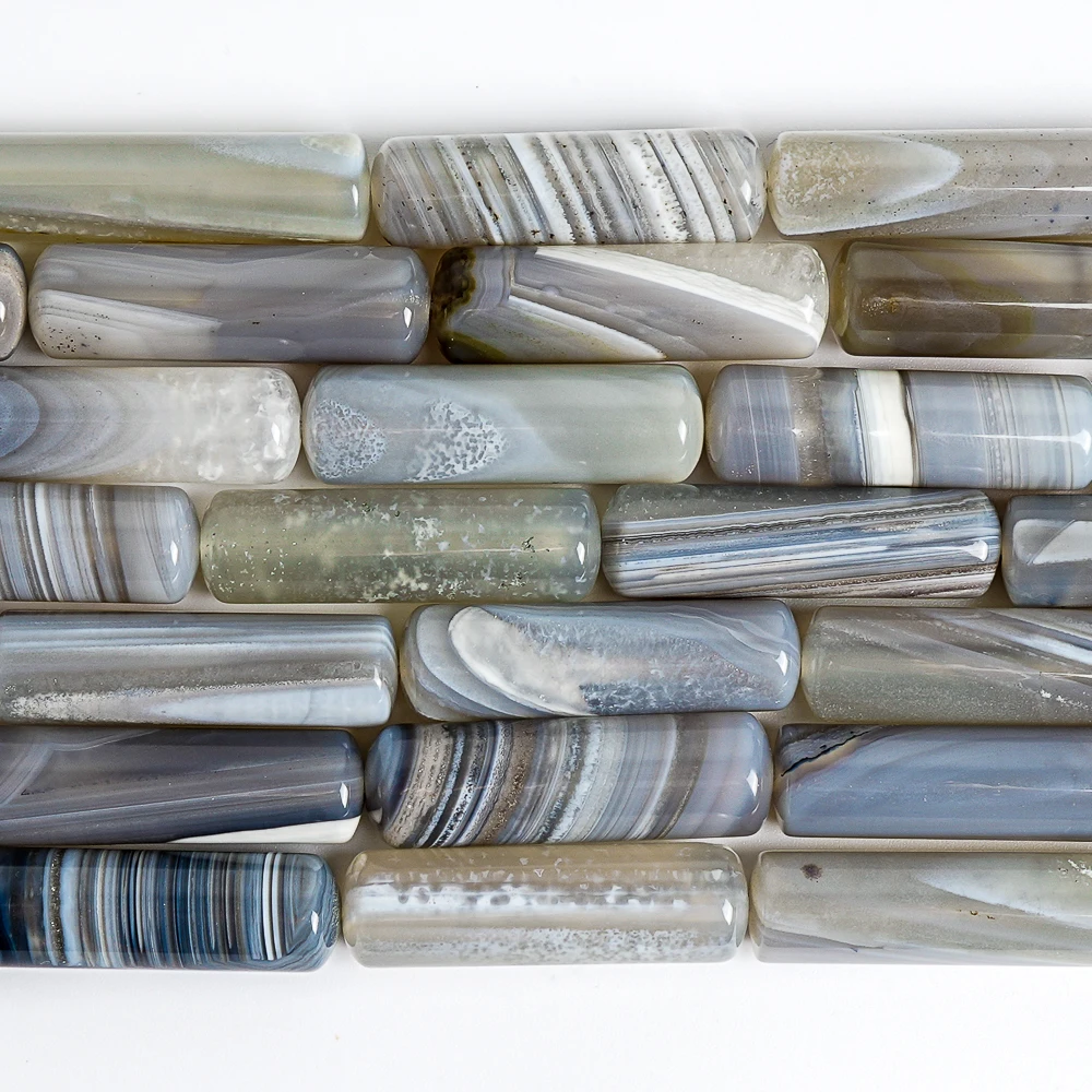 Natural Agate Beads Cylinder Shape 40x12mm Loose Gemstone Beads DIY Jewelry Making Beads for Bracelet Necklace Craft