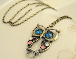 2023 Glaze Color Drop Owl Pendant Fashion Retro Necklace Chain Jewelry Gift Wholesale