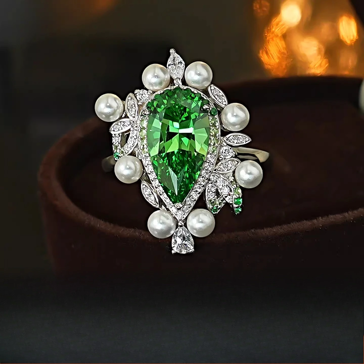 

Кольцо из стерлингового серебра S925 с разноцветным драгоценным камнем 7*13 мм, зеленый турмалин, ювелирное изделие в форме капли воды, грушевидный циркон