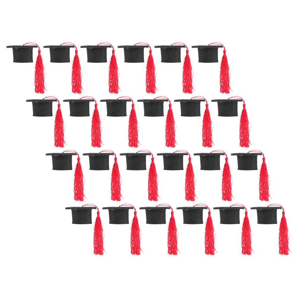 

24pcs Mini Graduation Caps With Tassels Class Of 2025 Small Grad Hats For Cupcake Wine Bottle Cake Decor Party Favors Diy Grad