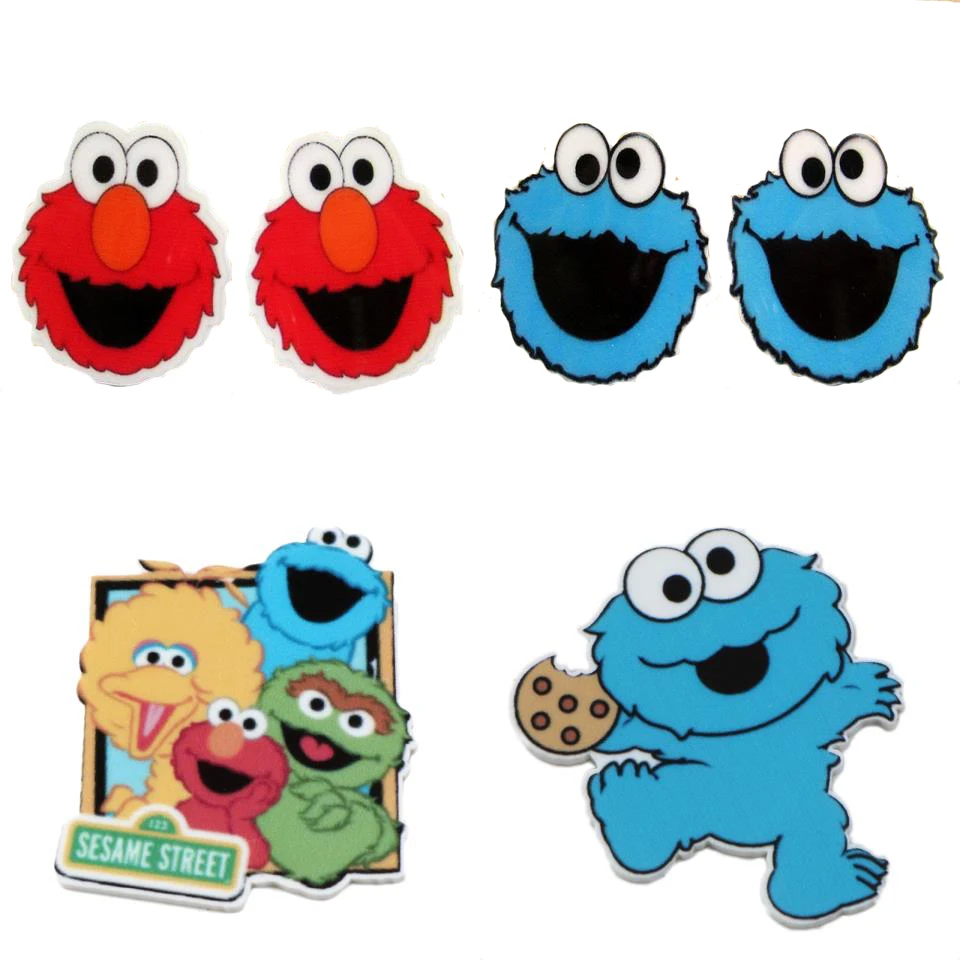 10pcs cookie monster Planar Resin Flatback Cartoon Resin for Crafts Jewelry Making Birthday Girl DIY Accessorie Headwear