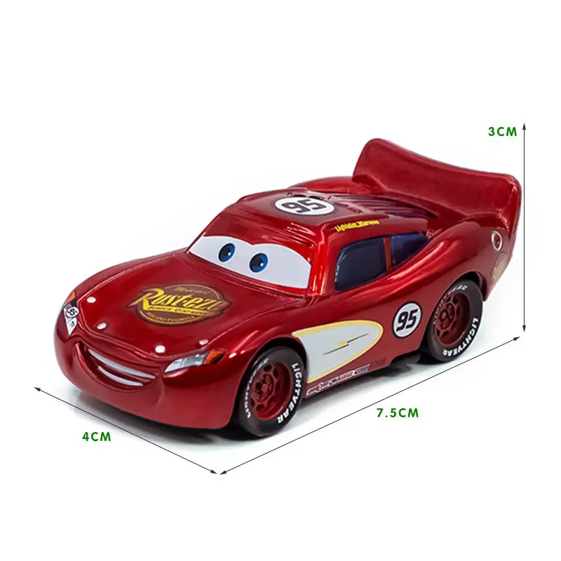 Disney Pixar-Jouet de voiture de course Cars 2 et 3 Rains pour garçons, véhicule en métal moulé sous pression 1:55, McQueen, Chick, Hicks, Mater,