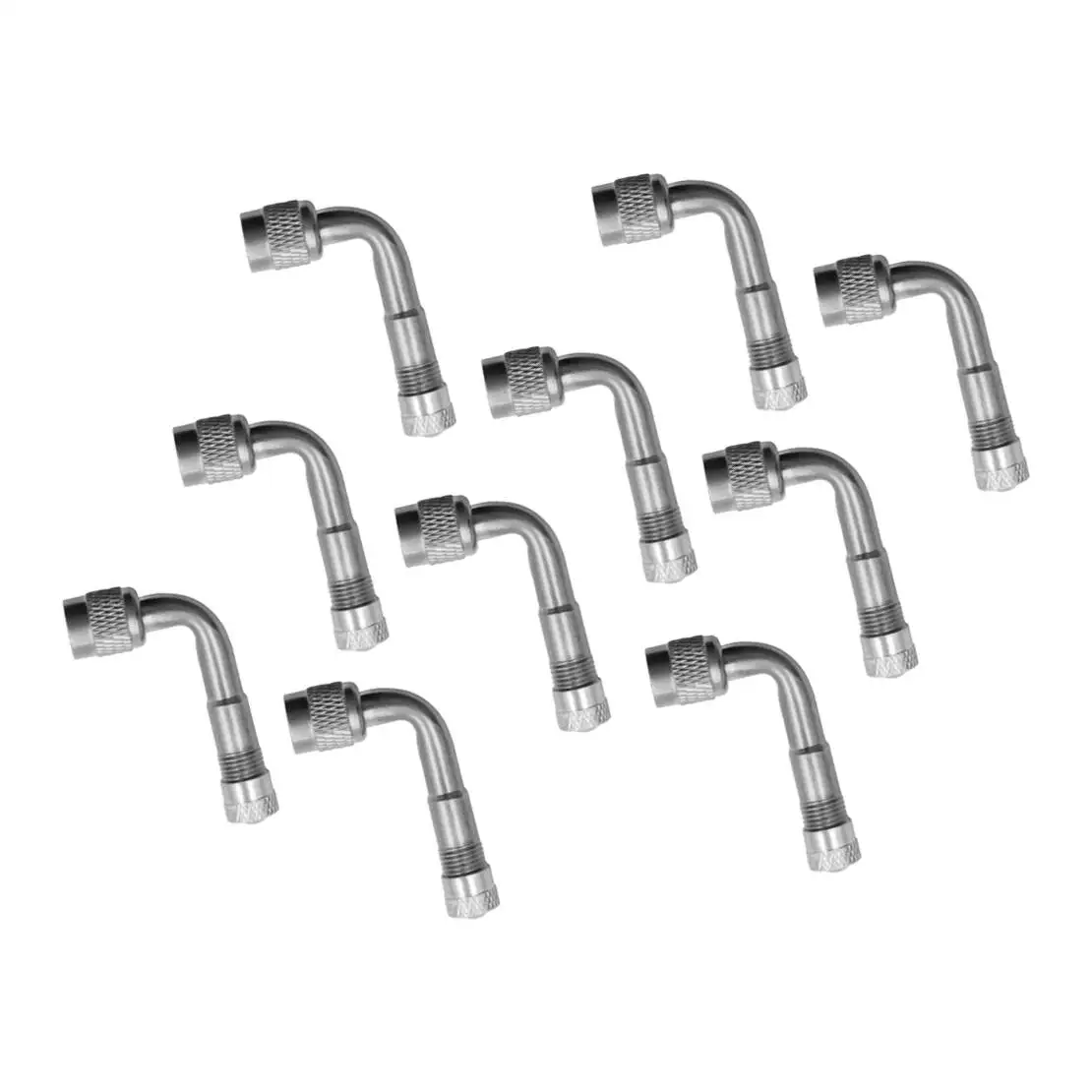 10pcs Silver 90 Degrees Angle Tire Valve Extender Extension Adapter Chrome Plated Brass for Car Truck Campers Trailer RVs