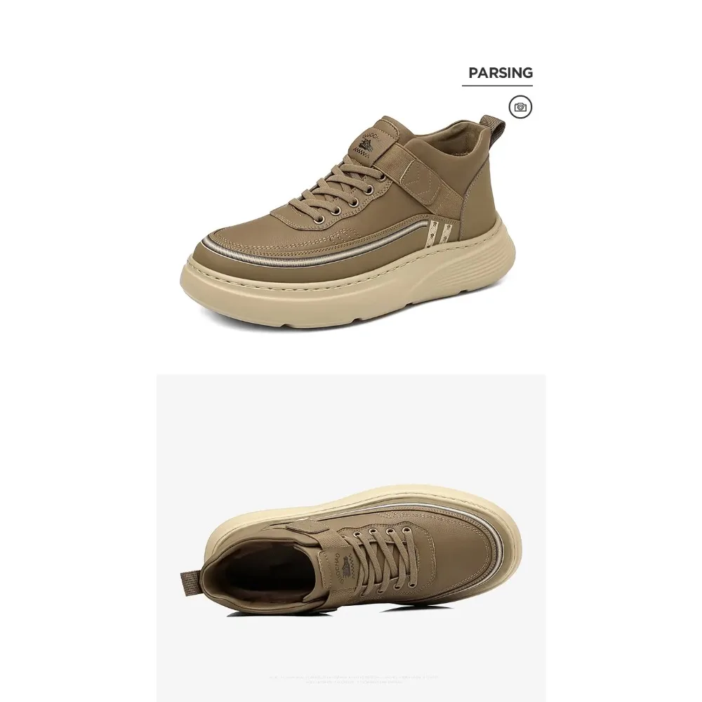 

2025 British Leather Platform Sneakers for Men Designer Soft-soled Casual Men's Board Shoes Autumn Fashion Sports Zapatos Hombre