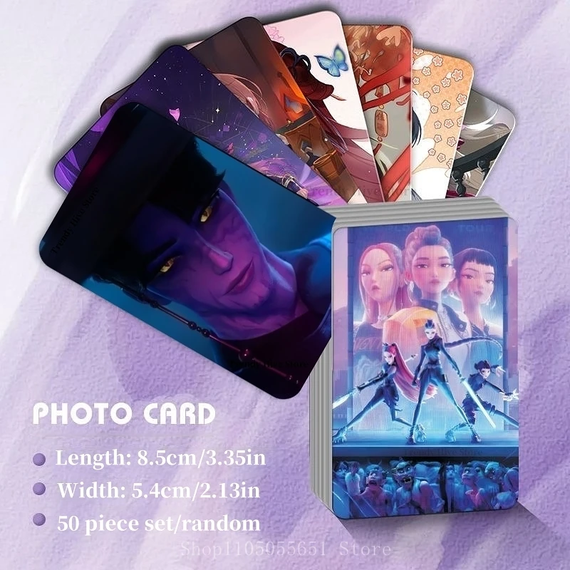 Новый K-POP Demon Hunters 50, лазерная карта, двусторонние карты, карты K-POP Witch Hunt, серия мультфильмов, аксессуары, маленькие карты ЛОМО