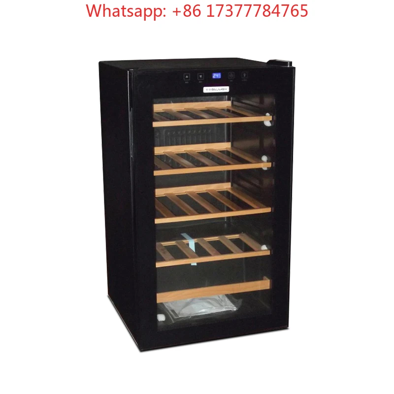 Thermostatic Red Cellar Refrigerator, Modern  Glass Stainless Steel Wine Cabinet for Bar Storage & Whiskey Display