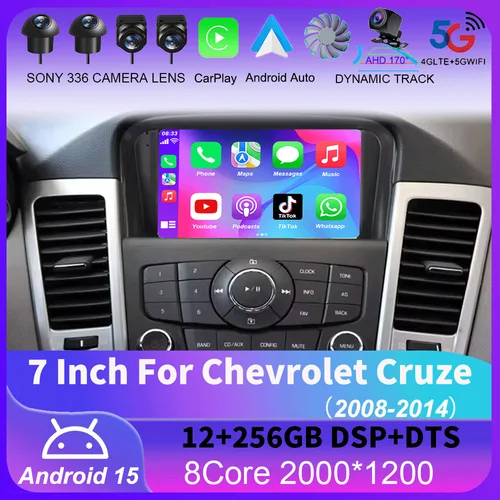 7 pulgadas Android15 coche para Chevrolet Cruze 2008-2014 Radio de coche reproductor de vídeo Multimedia GPS Carplay Auto BT RDS navegación incorporada