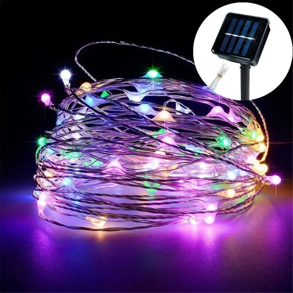8Modes lumières féeriques solaires extérieures LED fil de cuivre lumières décoration de la saint-valentin mariage anniversaire Camping décor