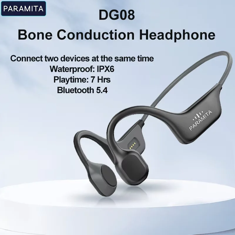 אוזניות אלחוטיות PARAMITA Real Bone Conduction Bluetooth אטומות למים עם מיקרופון לאימונים וריצה