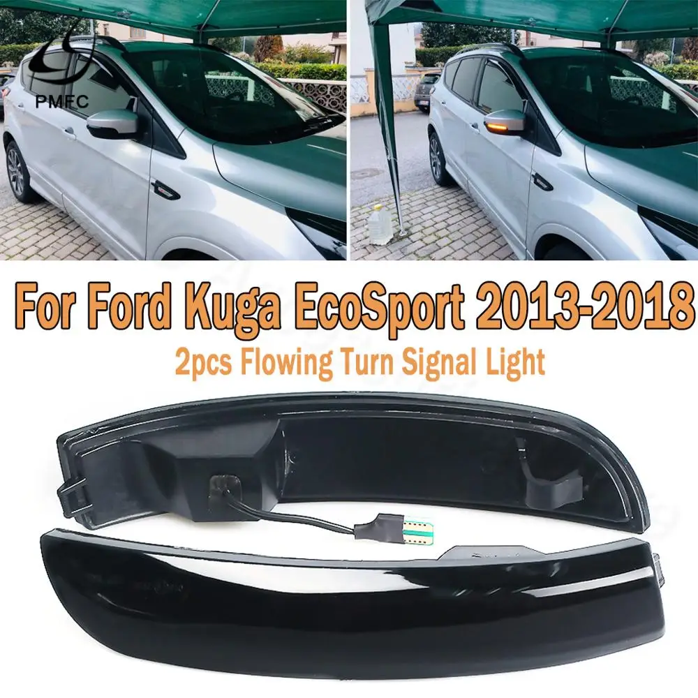 PMFC 2Pcs LED Side Wing Rearview Mirror Flowing Turn Signal Light Dynamic Indicator Blinker Light For Ford Kuga/Escape 2013-2018