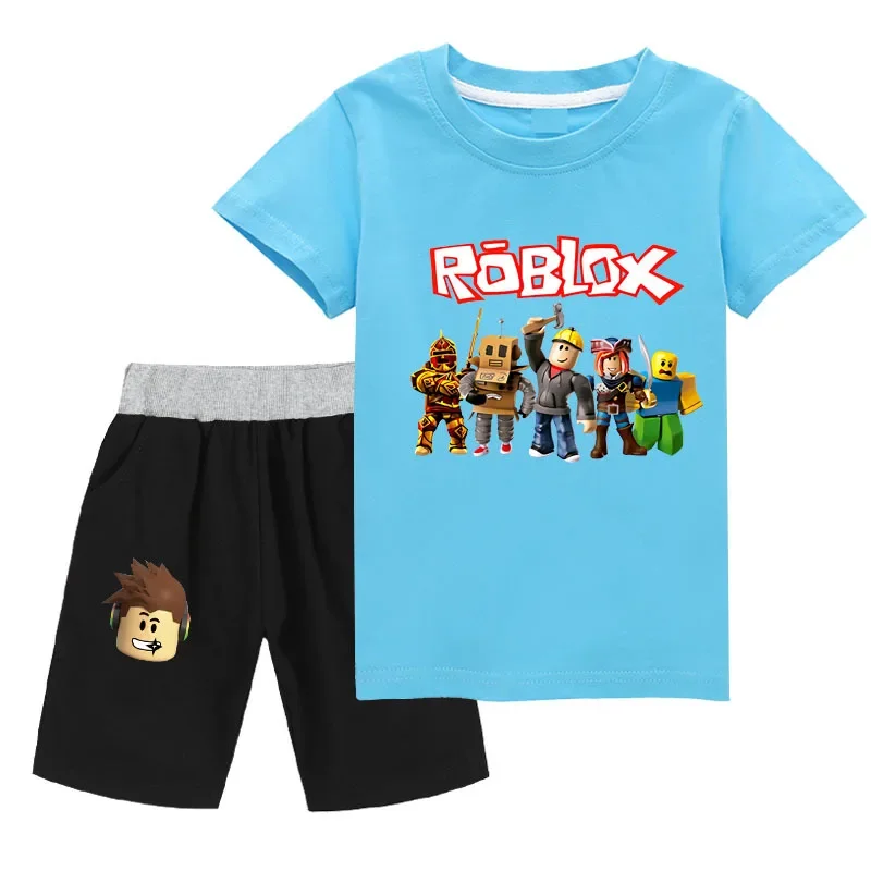 

The New Roblox Casual Suit Game Anime Surrounding Two-dimensional Boys and Girls Children's T-shirts and Shorts The Best Gift