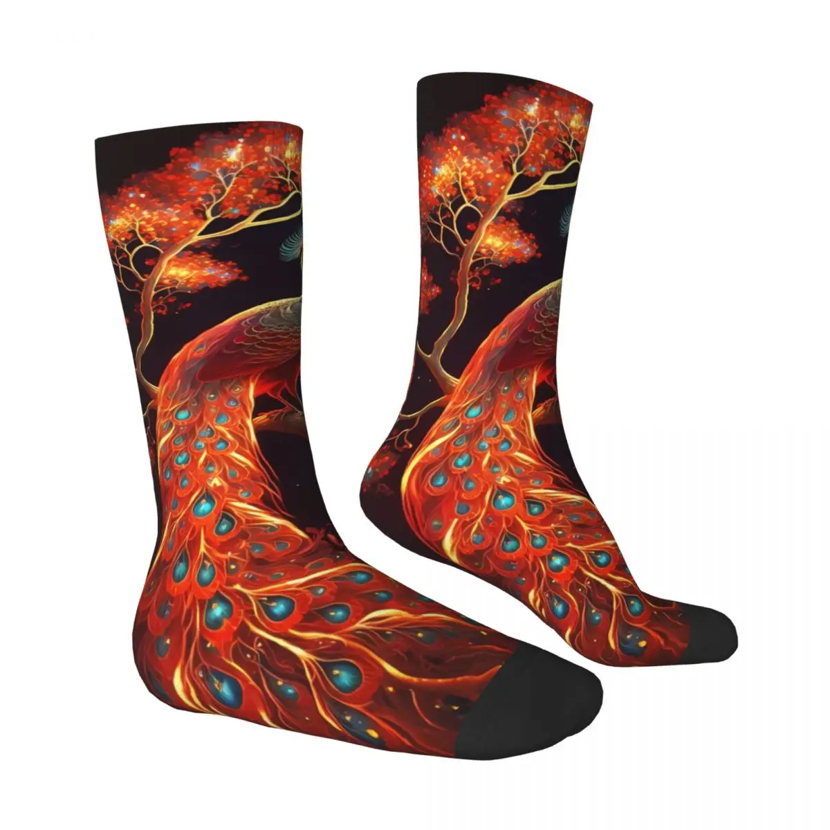 Mysterious Peacock Sock Printed Man Polyester