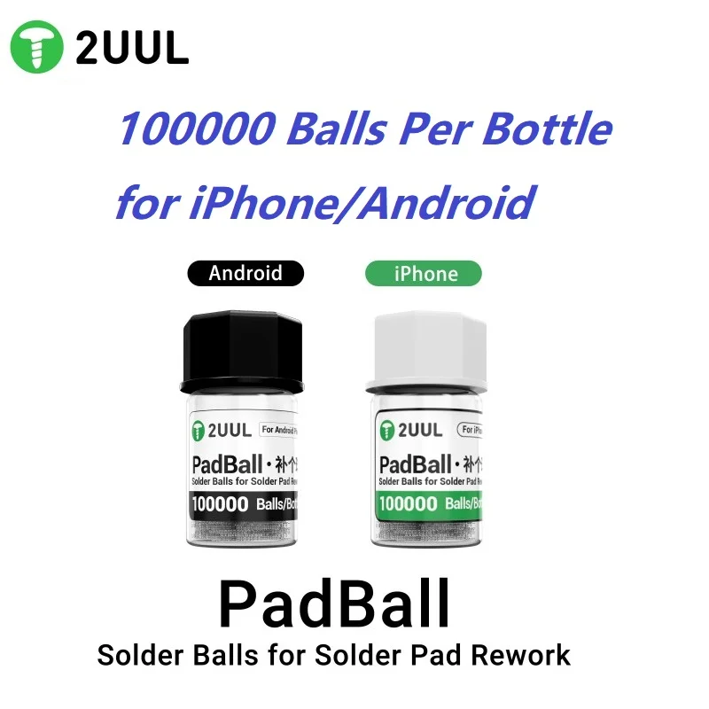 

2UUL PadBall Solder Balls 100000 Balls Per Bottle for iPhone or Android PCB Repair High Conductivity and Solder Reliability Tool
