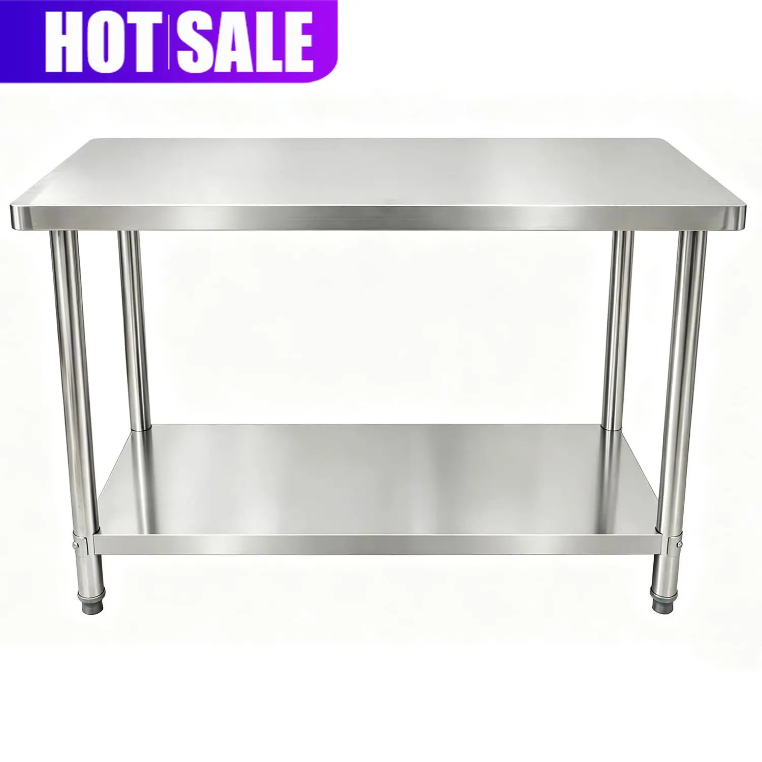 Stainless Steel Work Table, 24 x 48 Inch Heavy-Duty Prep Table with Undershelf and Reinforced Supports for Kitchen, Restaurant,