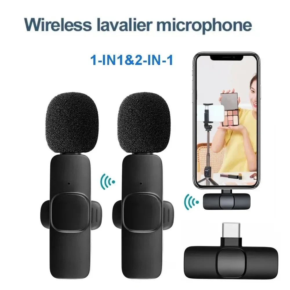 K9 Professional Microphone Wireless Lavalier Microphone for Android Type C iPhone Live Broadcast Gaming Recording Interview Vlog