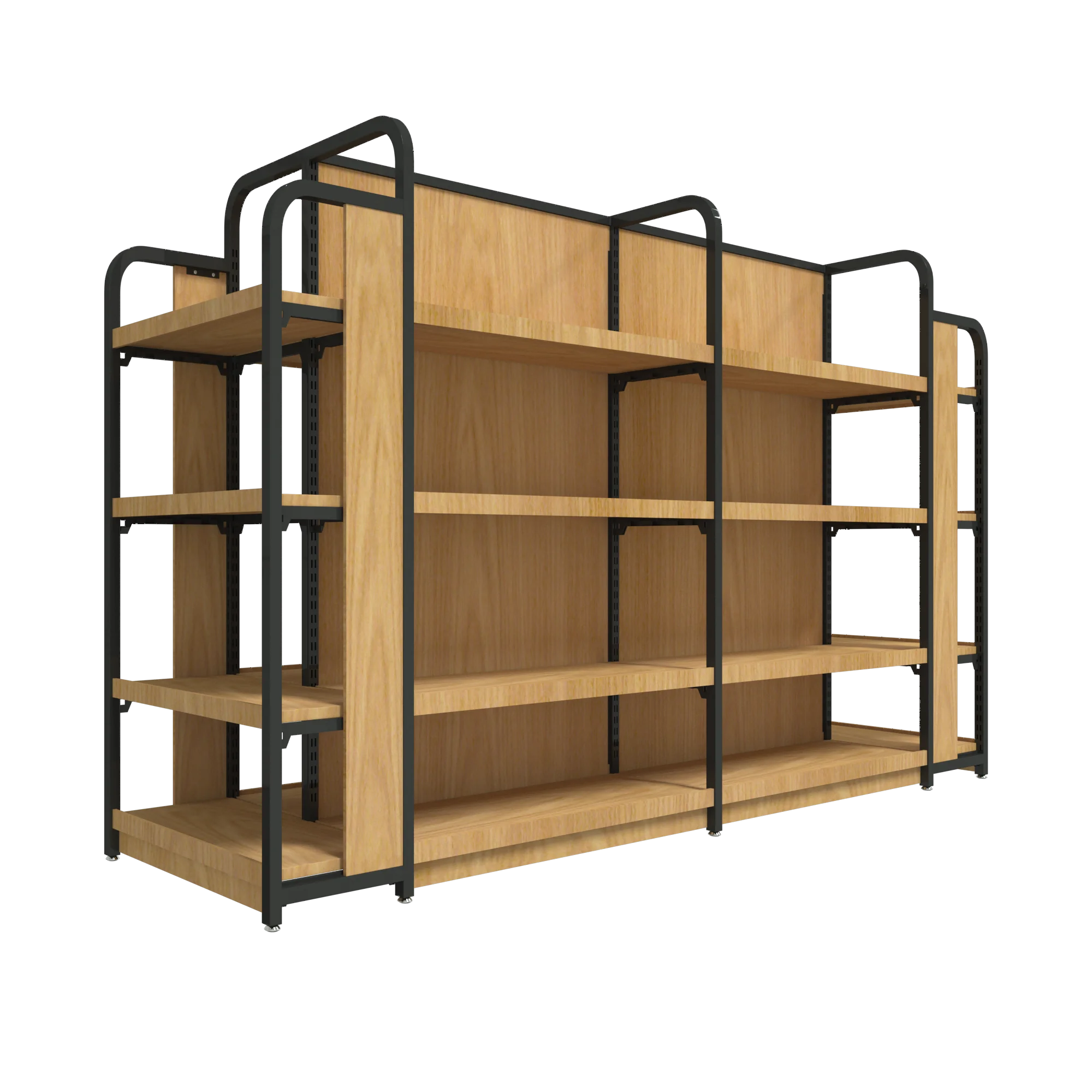 Durable Double-sided Steel Wood Snack Rack, Suitable For Display In Supermarkets And Retail Stores