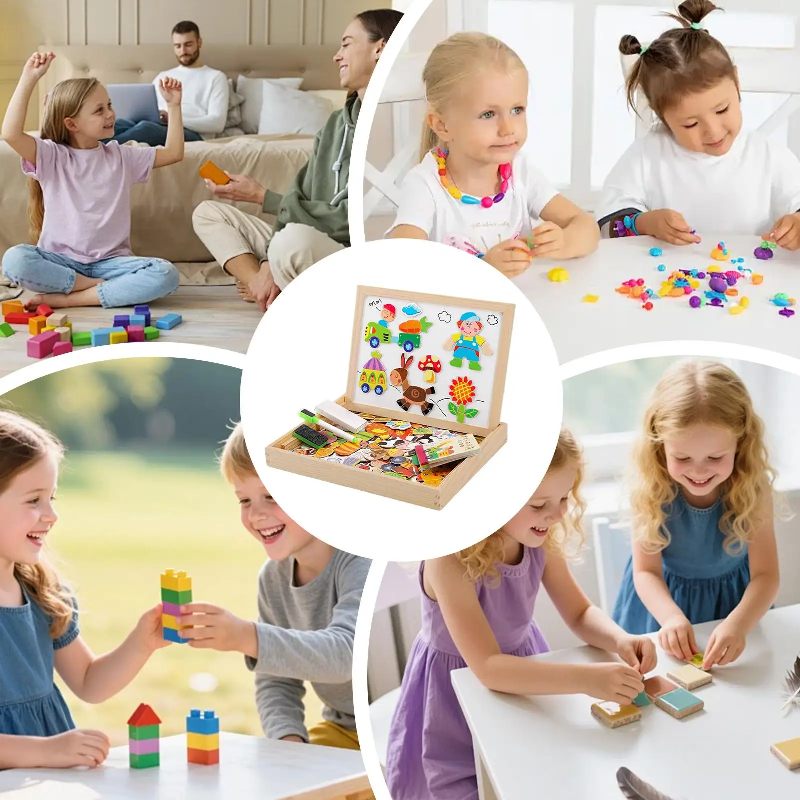 Kids Magnetic Board Wooden Kids Board Educational Toy Drawing Game For Learning Tool Preschool Classroom School Boys Baby
