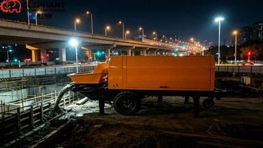 Nouvelle mini-pompe à béton diesel sur remorque avec moteur, productivité 8 m³/h, rayon de braquage court pour la construction de ponts