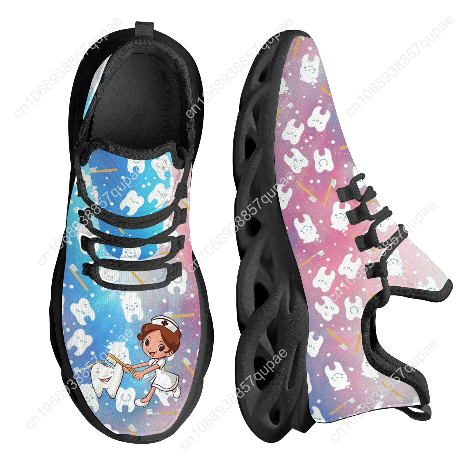 Kawaii Nurse and Teeth Pattern Ladies Breathable Casual Sports Shoes 2023 Women's Mesh Sneakers Tenis Masculinos