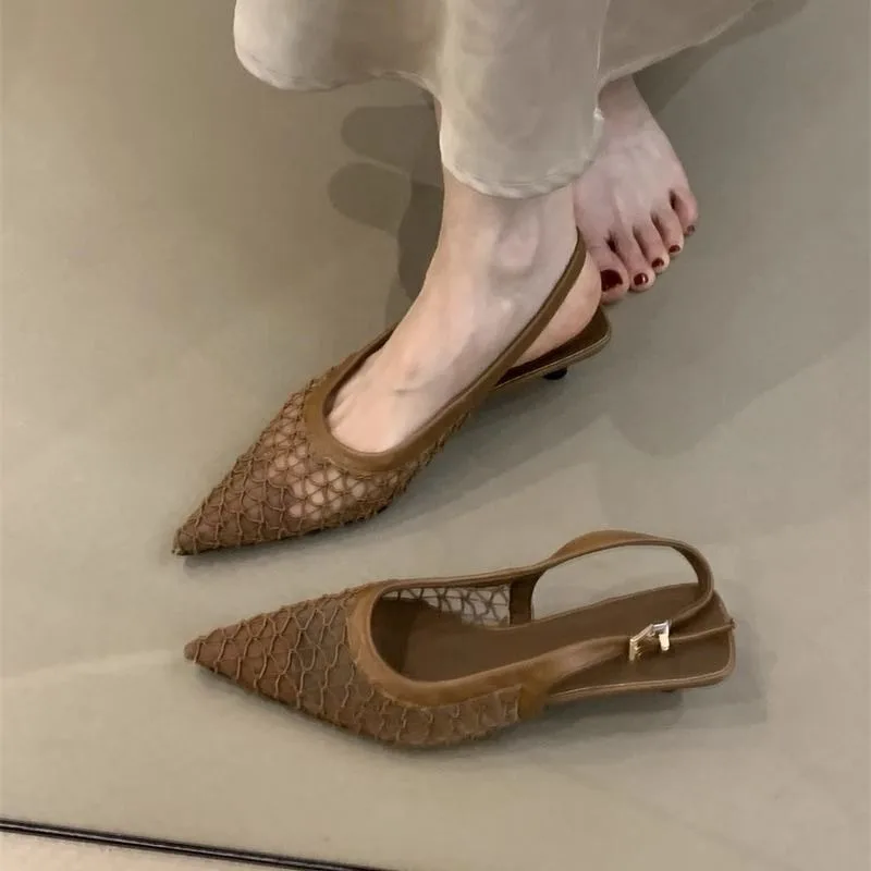 Chaussures élégantes pour femmes, style français, talons hauts pour femme, chaussures décontractées en maille aérée, chaussures de créateur