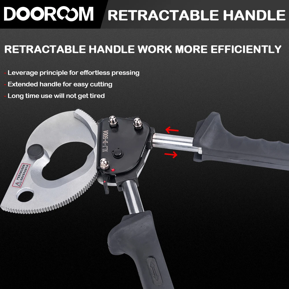 DOOROOM Ratchet Cable Cutter, Heavy Duty Wire Cutter for Aluminum Copper Cable 300mm², Ratcheting Wire Cutting Hand Tool