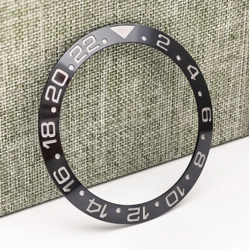 GMT Bezel Insert 116710LN, CLEAN Factory Black Ceramic Replacement for RLX 40mm, Aftermarket Watch Part