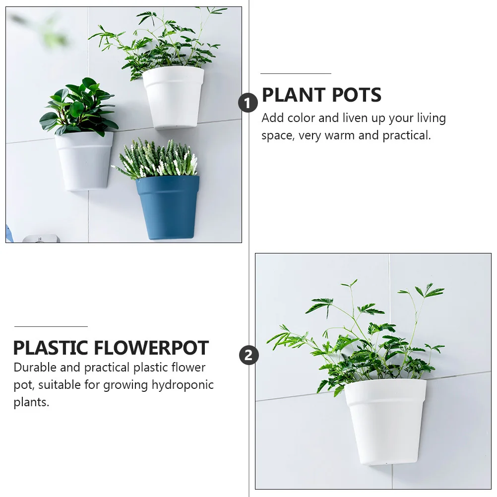 

2Pcs Wall Hanging Plastic Flowerpots Durable Space Saving Home Decoration Balcony Coffee Shop Gardening Plastic Flowerpot