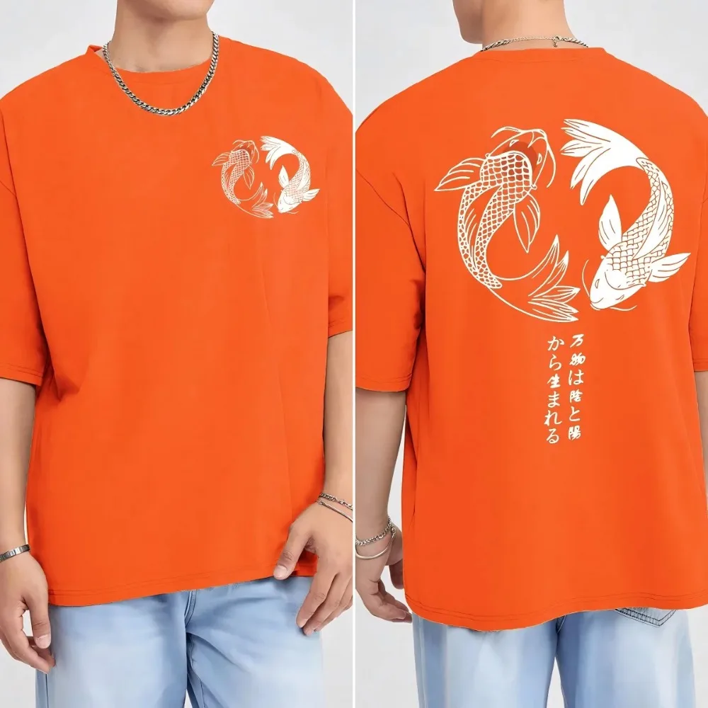 Harajuku Japanisches Koi-Fisch-Muster 3D-Druck Sport Schnelltrocknendes Atmungsaktives Herren-T-Shirt Outdoor Freizeit Y2K Street Eltern-Kind-Kleidung – Detail 7