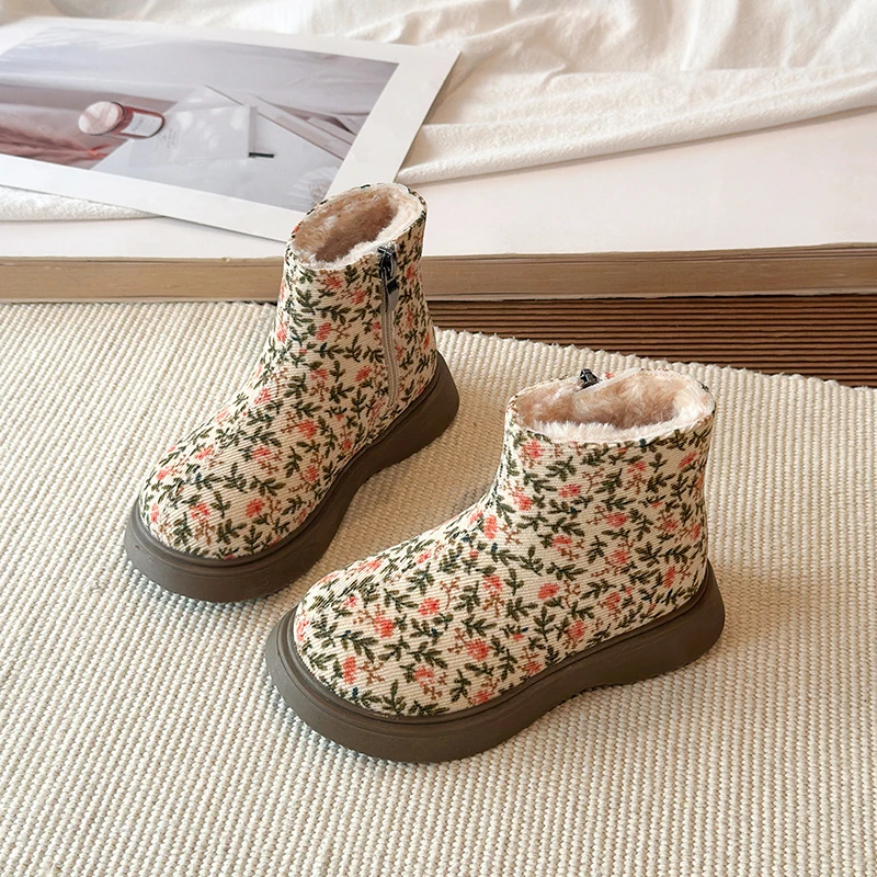 Autumn Winter Baby Boys Girls Snow Boots Leopard Print Children Shoes Anti-slip Soft Sole Outdoor Toddler Kids Warm Plush Boots