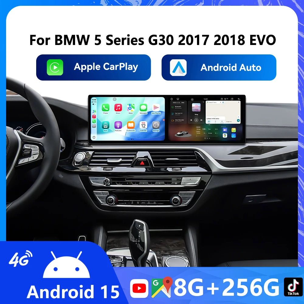 

9,1 ''+9,1'' для BMW 5 серии G30 2017 2018 EVO Автомобильный Android-радио Беспроводной мультимедийный плеер Carplay Сенсорный экран Стерео WIFI 4G