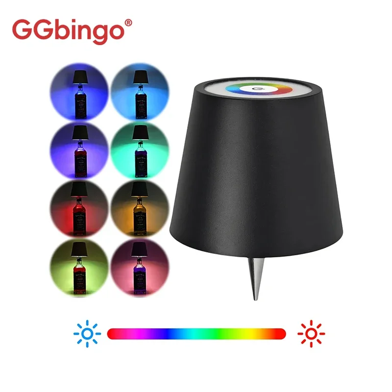 GGbingo RGB Kabellose Tischlampe Weinflaschen LED-Flaschenleuchte für den Außenbereich Touch-Steuerung Ideal für Restaurants, Bars, Festivals, Partys
