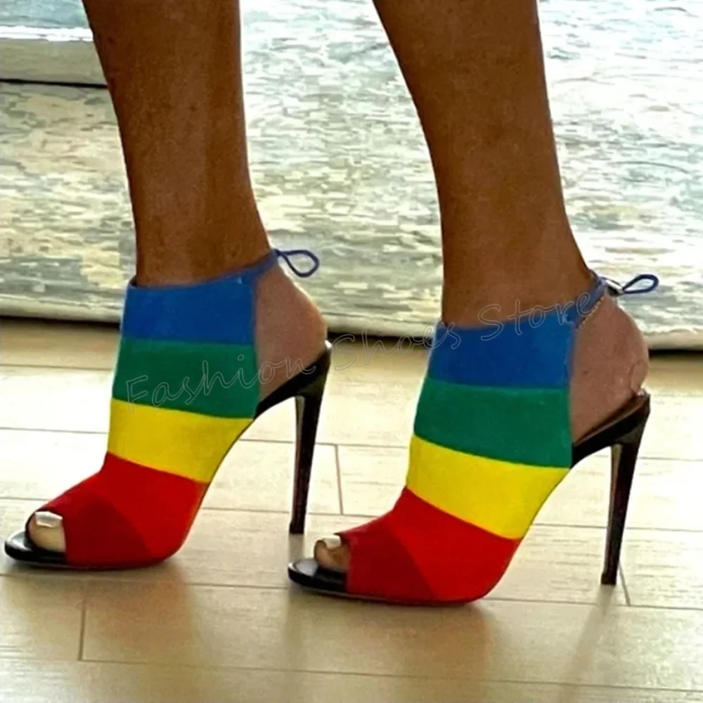 

Mixed Color Peep Toe Splicing Pumps Stilettos High Heels High Heel Shoes for Women Fashion Heels 2025 New Zapatos Para Mujere