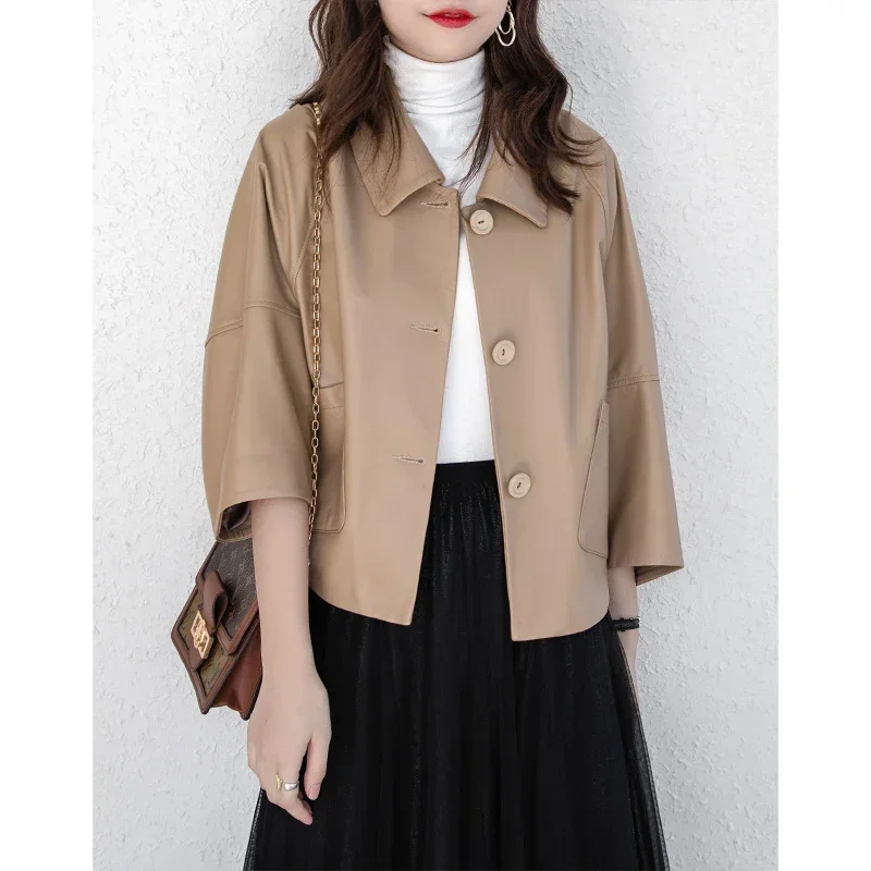 High Quality Genuine Leather Jackets Women Spring Autumn 2024 Real Sheepskin Coat Female Simple Women's Coats Casaco Zjt2088