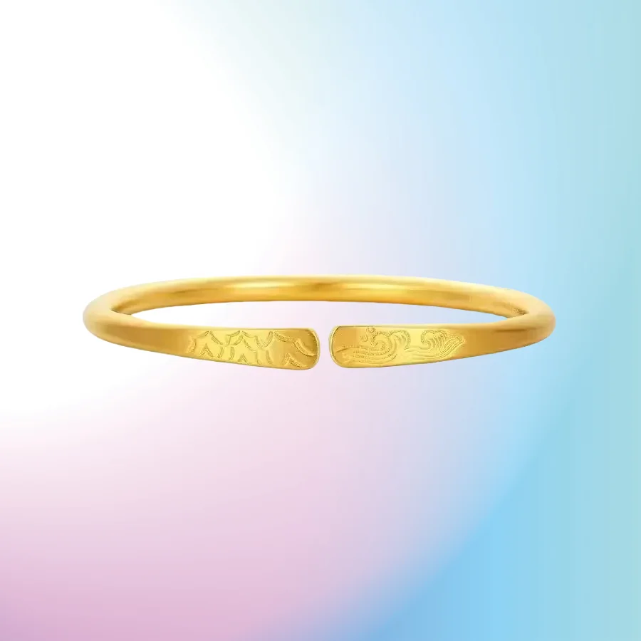 

NEW 9999 Real Gold 24 K Women's Pledge Bracelet Yue Gu Fa Open-ended Bracelet