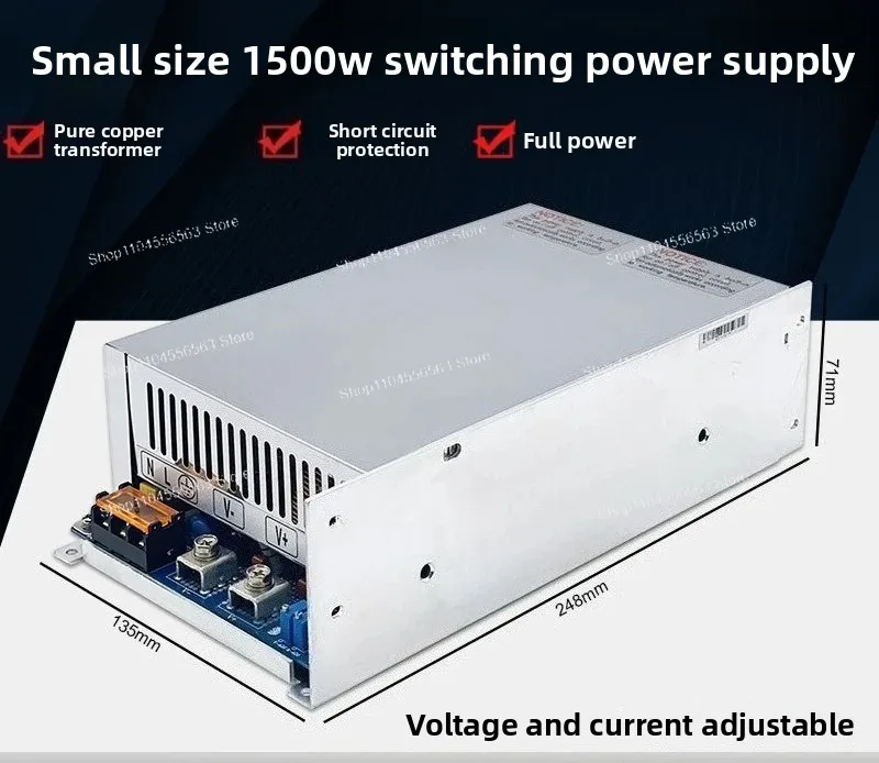 MS-1500W Series High Power Switching Power Supply, 12V/24V/36V/48V Output AC to DC Converter for Oil Pump Motor & LED Lighting