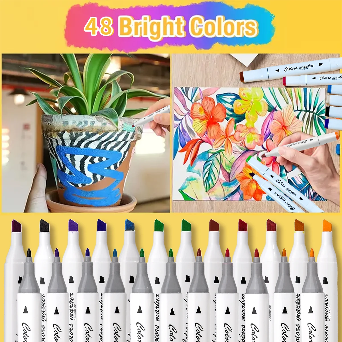 12/24/36/48 Colors Permanent Acrylic Markers Double Pointed Markers Acrylic Paint Pens Art Painting for Shoes Stone