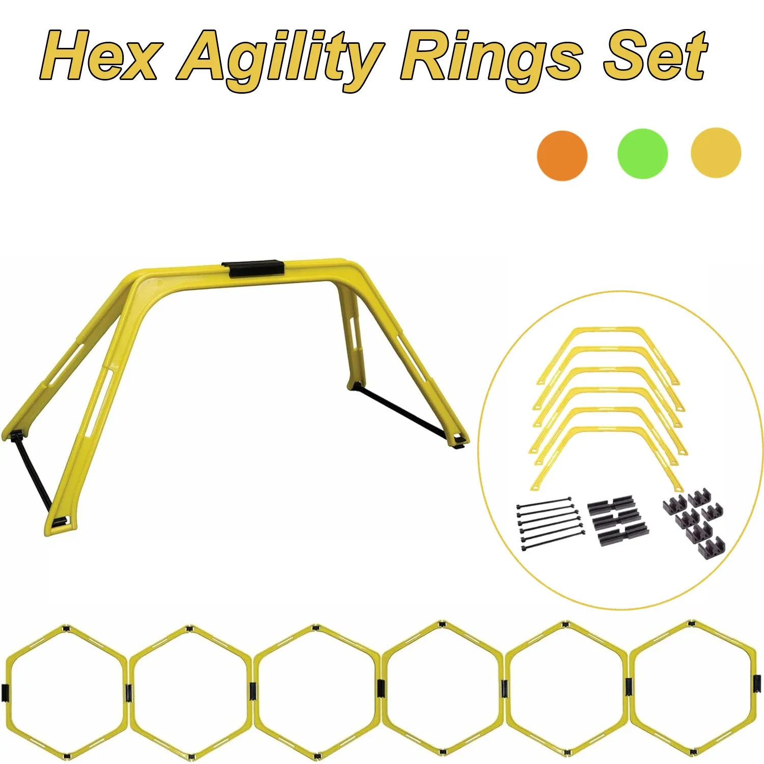 

6PCS Hex Agility Rings Set Speed Training Ladder Exercising Hurdles Multi Supplies Folding Fitness Football Training Ladder