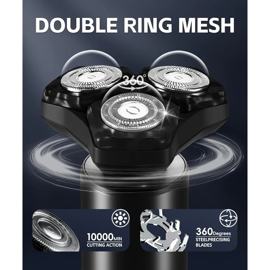 Rasoio elettrico da uomo con motore ad alta velocità da 10000 giri/min Design impermeabile IPX8 Capacità di ricarica rapida USB Ricarica rapida da 5 minuti T