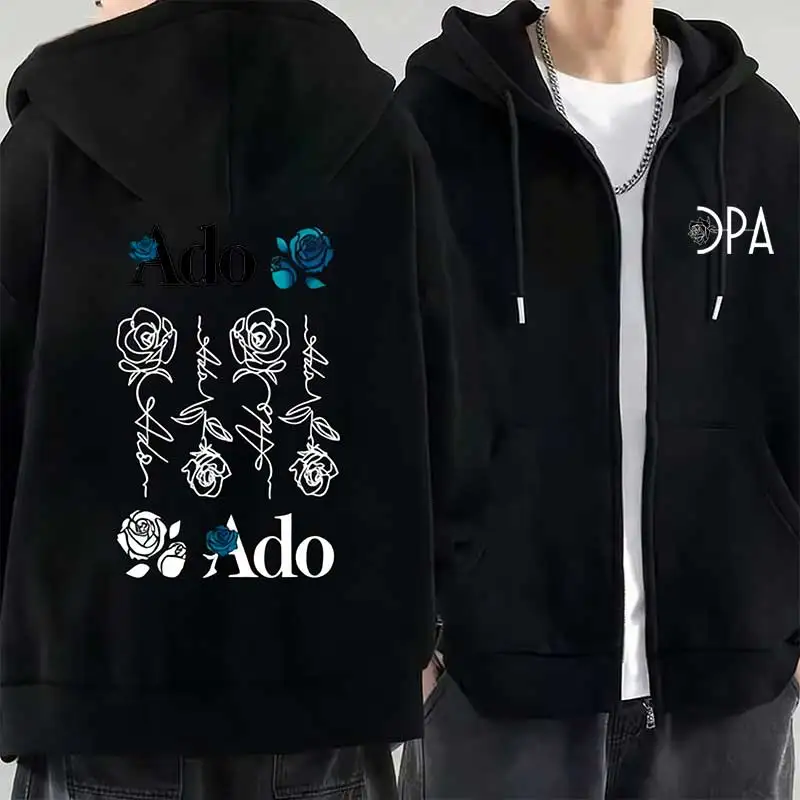 

2026 Ado толстовки на молнии с графическим принтом, осень-зима, мужские и женские повседневные модные флисовые толстовки на молнии с длинными рукавами в стиле Харадзюку Y2K