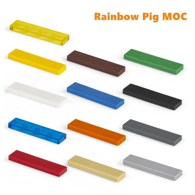 Rainbow Pig MOC Parts 2431 91143 35371 Tile 1x4 con mattoni compatibili fai da te Assmble Building Blocks particelle giocattoli per bambini