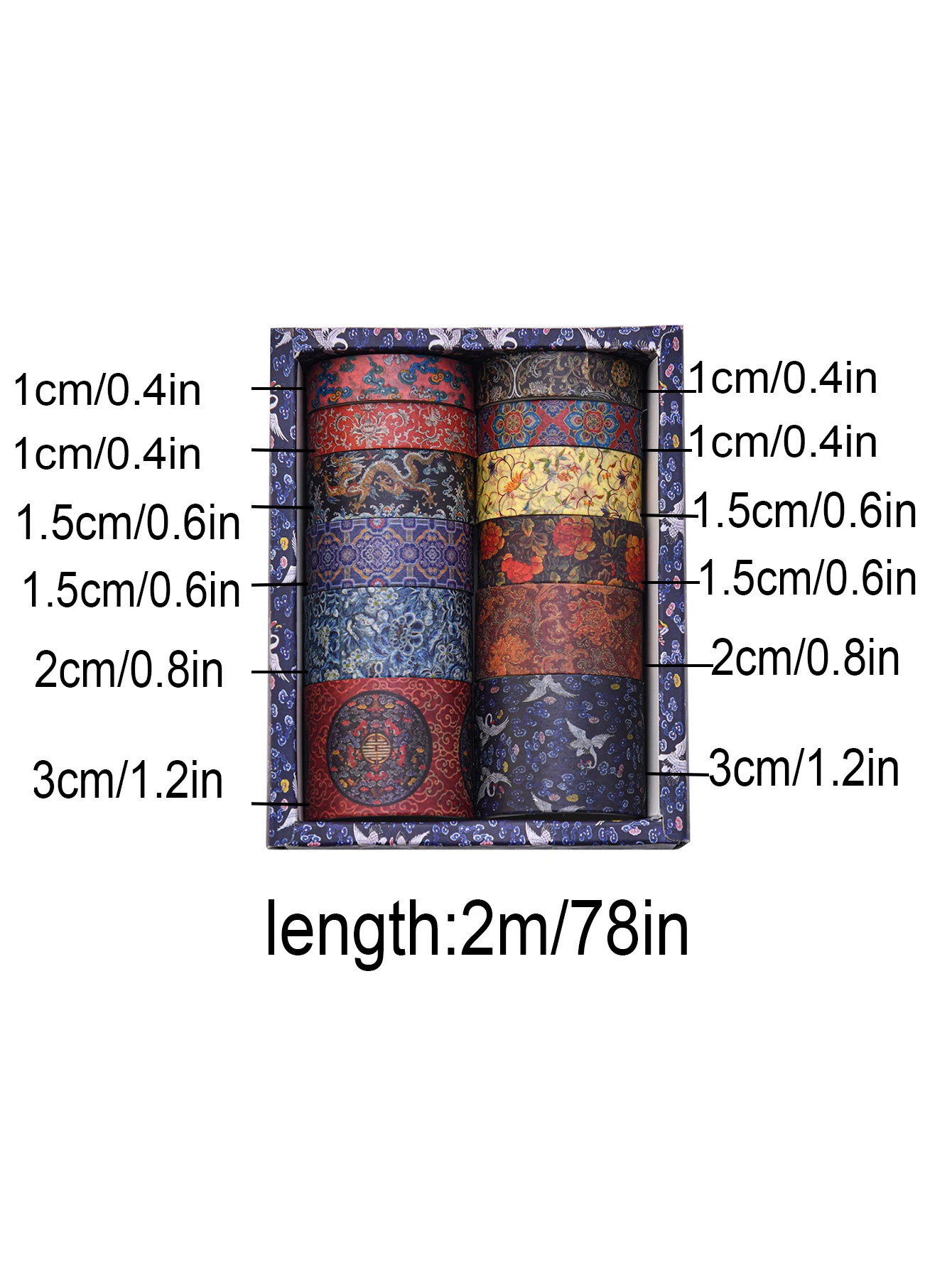 12 Rollen Vintage Blumen-Washi-Tape-Set, Dekoratives Klebeband für Scrapbooking, Journaling, DIY, handgemachtes Geschenk, Schulbedarf – Detail 3