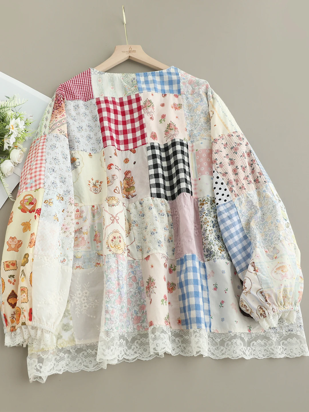 بلوفر Sweet Sle فضفاض مناسب طويل Sve مرقع من الدانتيل للنساء يسمح بمرور الهواء وخفيف الوزن ومريح من القطن... #2