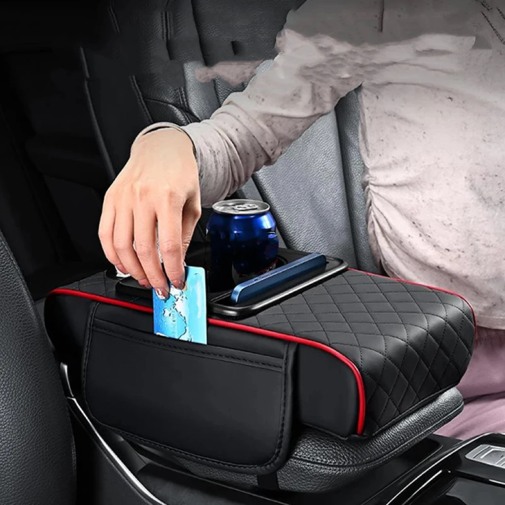 Almohadilla Elevadora para Reposabrazos de Consola Central de Auto, Funda para Reposabrazos con 2 Portavasos, Protector de Reposabrazos para Auto para Todas las Estaciones