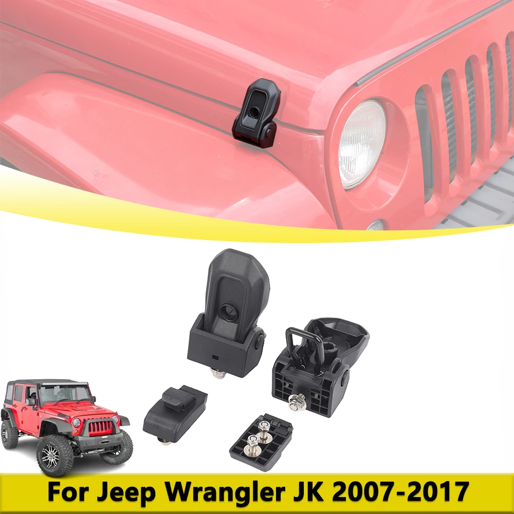

Front Engine Hood Lock Catch Latch For Jeep Wrangler JK 2007-2017 Locking Hood Latches Cover Car Parts Exterior Accessories ABS