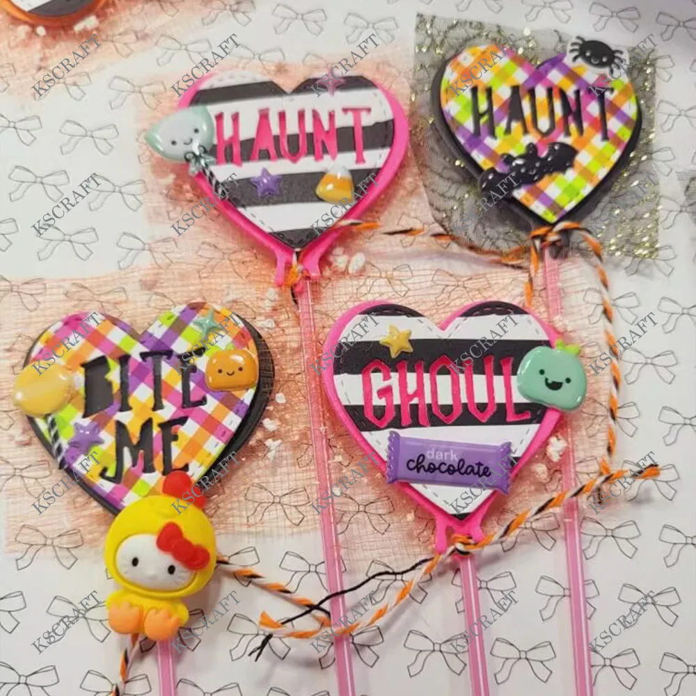 KSCRAFT Halloween Conversation Hearts Cutting Dies Stencils for DIY Scrapbooking Decorative Embossing DIY Paper Cards