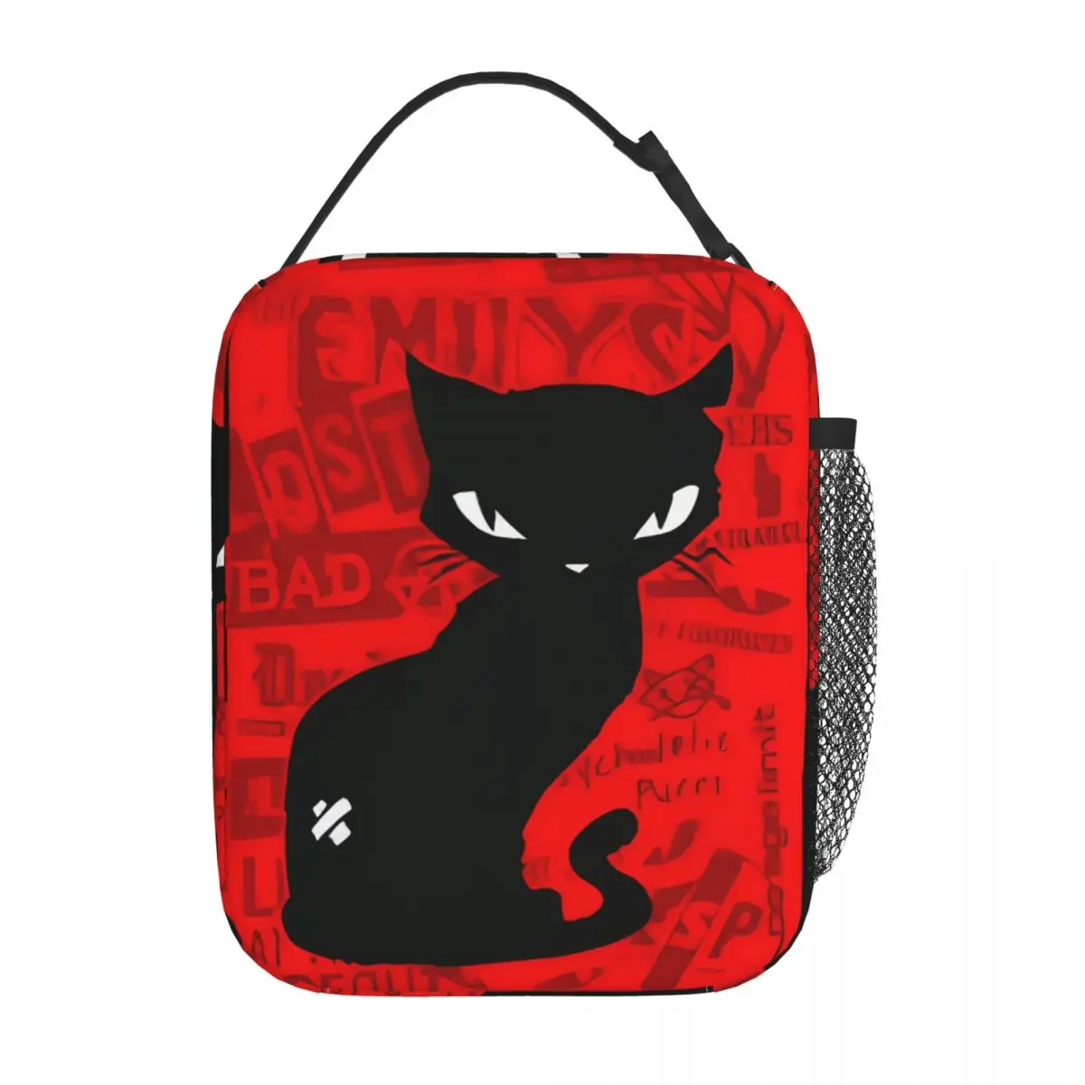 E-Emily The Strange Cat Poster Insulated Lunch Bags Portable Meal Container Cooler Bag Tote Lunch Box Office Travel Food Bag
